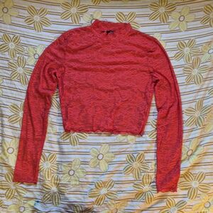 Forever 21 Vibrant Red Lace Crop Top